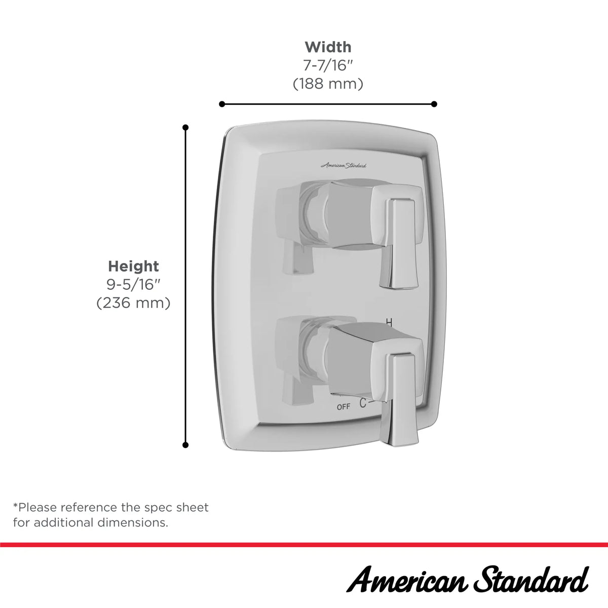 American Standard Townsend2-Handle Integrated Shower Diverter Trim Only - details