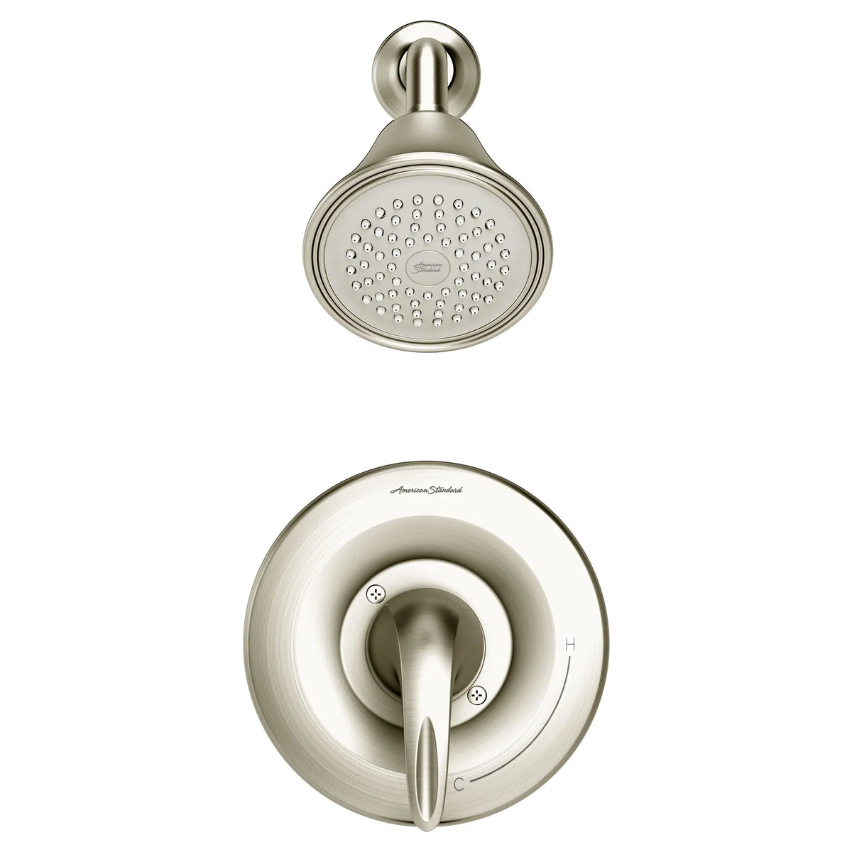 American Standard Reliant 3 2.5 gpm/9.5 L/min Shower Trim Kit With Showerhead, Double Ceramic Pressure Balance Cartridge With Lever Handle - Brushed Nickel
