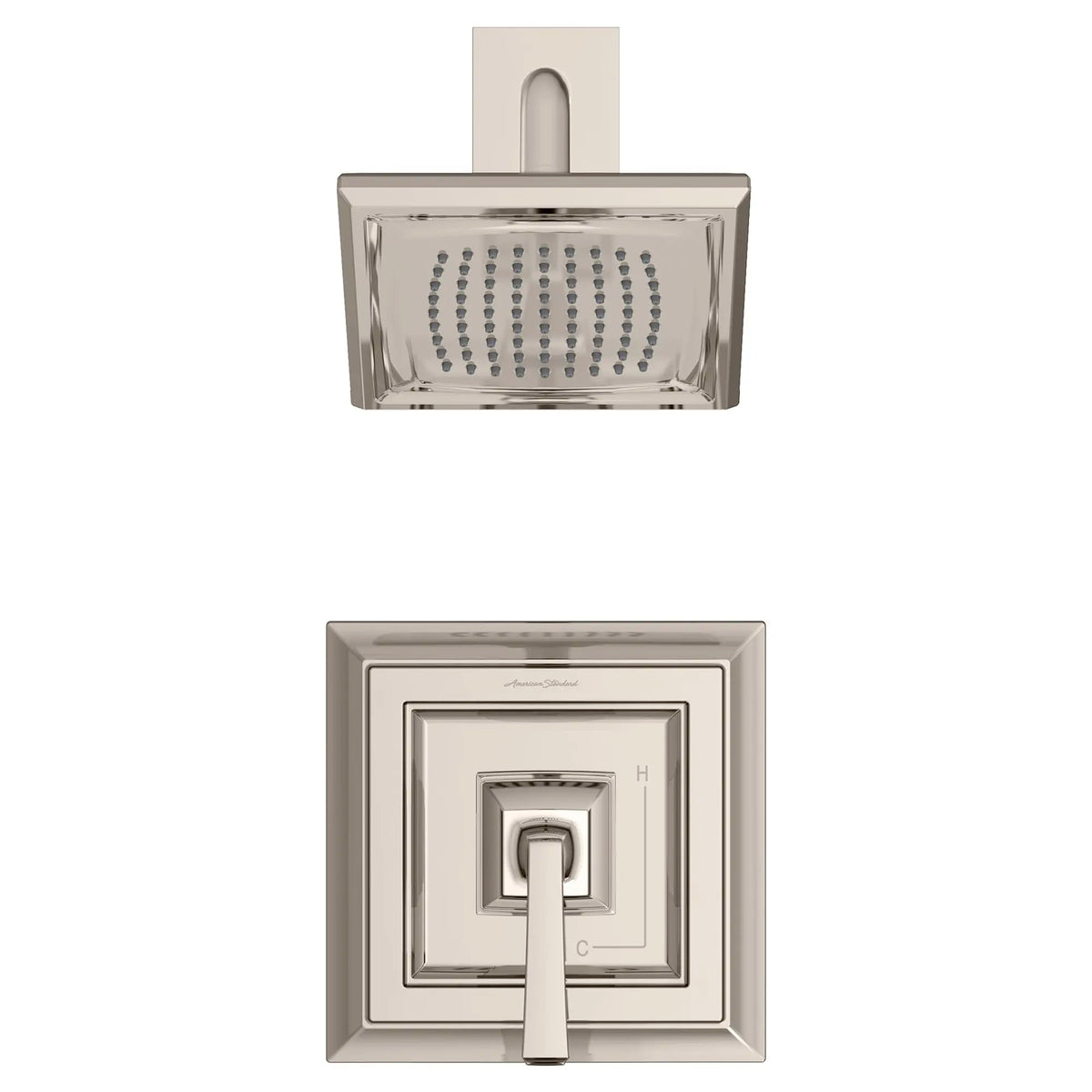 American Standard Town Square S 2.5 gpm/9.5 L/min Shower Trim Kit With Single Function Showerhead, Double Ceramic Pressure Balance Cartridge With Lever Handle - details