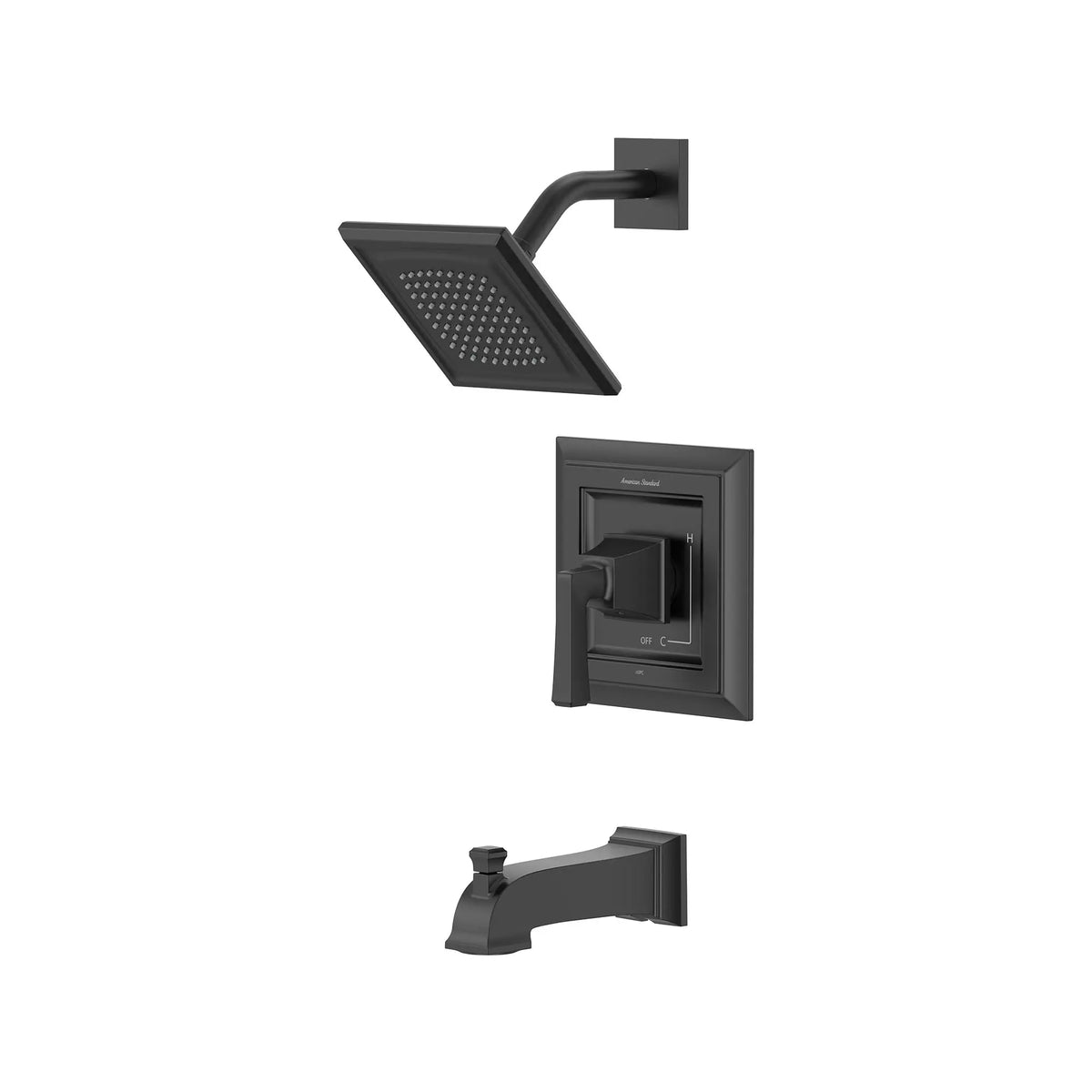 American Standard Town Square S 1.75 gpm/6.8 L/min Tub and Shower Trim Kit With Water-Saving Showerhead, Double Ceramic Pressure Balance Cartridge With Lever Handle - Matte Black