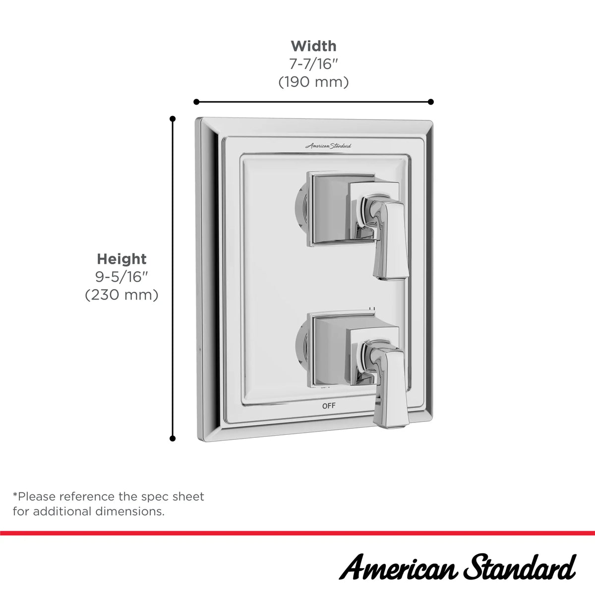 American Standard Town Square S 2-Handle Integrated Shower Diverter Trim Only - details