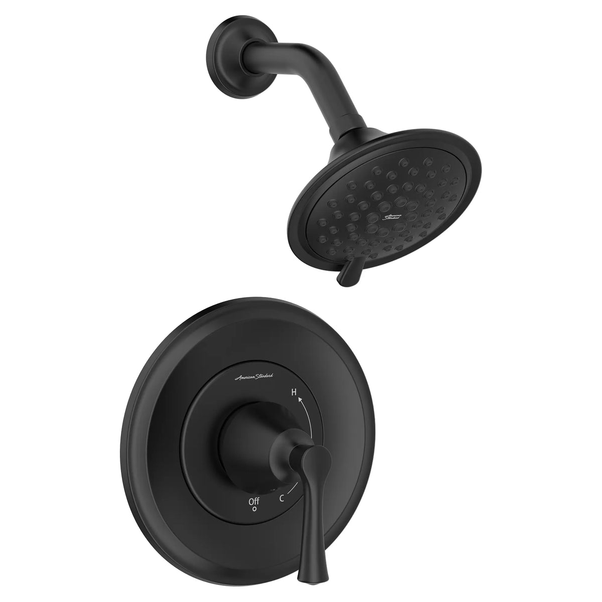 American Standard Estate 1.8 gpm/6.8 L/min Shower Trim Kit With Water-Saving 3-Function Showerhead, Double Ceramic Pressure Balance Cartridge With Lever Handle - Matte Black