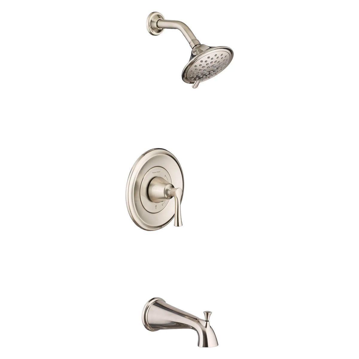 American Standard Estate 1.8 gpm/6.8 L/min Tub and Shower Trim Kit With Water-Saving 3-Function Showerhead, Double Ceramic Pressure Balance Cartridge With Lever Handle - Brushed Nickel