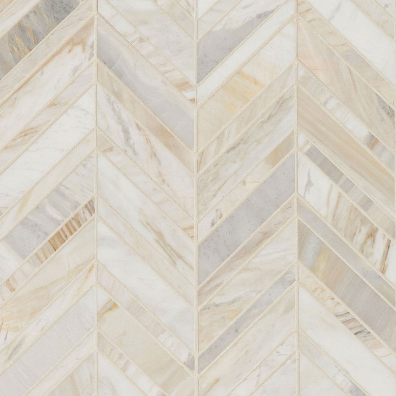 MSI Athena Gold Chevron Pattern Honed Marble mosaic (SMOT-ATHGOL-CHEVH) – MSI product image