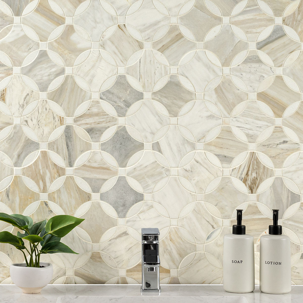 MSI Surfaces Backsplash Athena Gold Lola Geometric Polished Tile