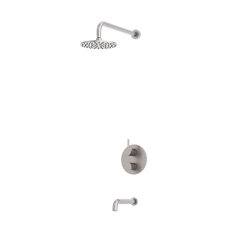 Rubi Vertigo 1/2" Thermostatic Shower Set with 8" Shower Head and 16" Horizontal Arm Stainless Steel RVT831IX