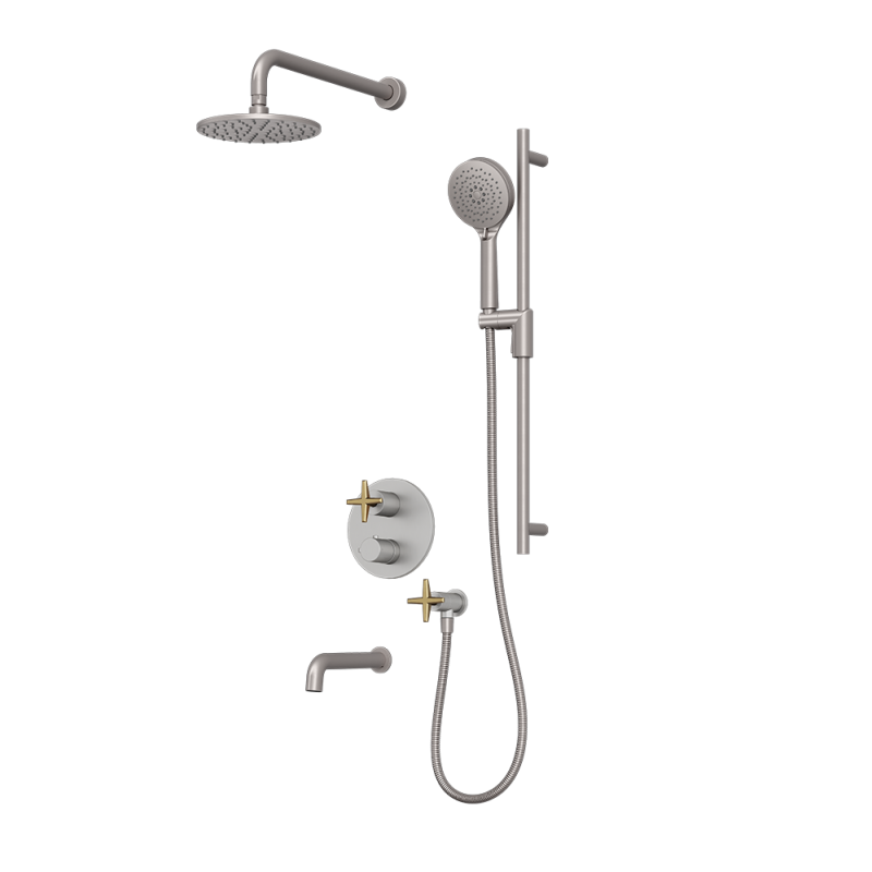 Rubi Lexa 1/2" Thermostatic Shower Set with 8" Shower Head and 16" Horizontal Arm RLX2A21-13N