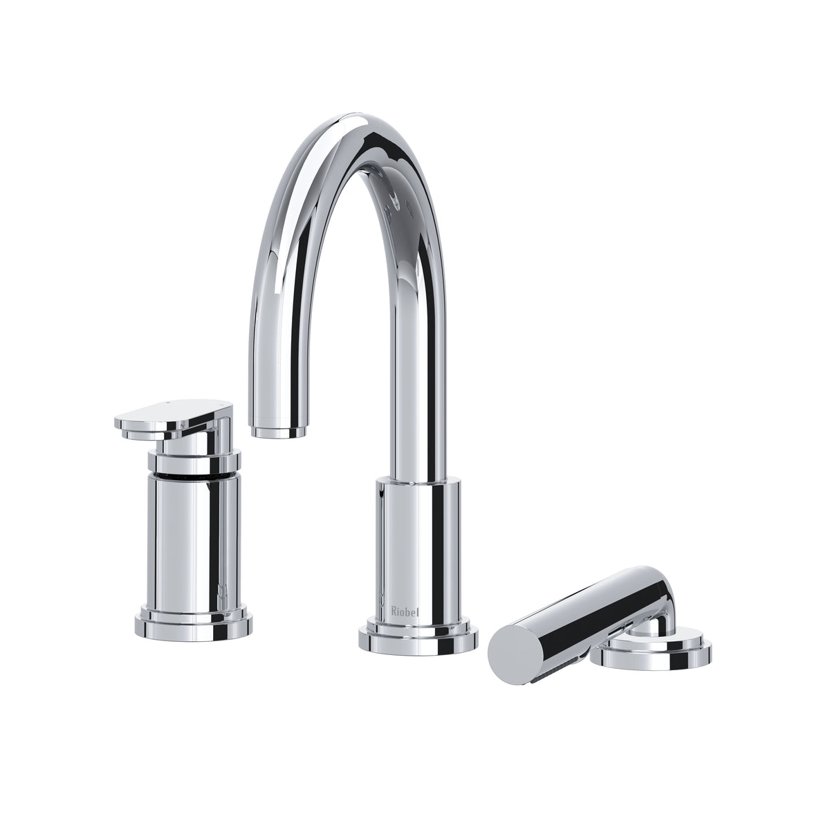 Riobel Arca 3-Hole Pressure Balance Deck-Mount Tub Filler Trim with Hand Shower - Chrome (TAA16C)