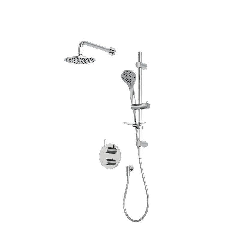 Rubi Vertigo 1/2" Thermostatic Shower Set with 8" Shower Head and 16" Horizontal Arm Chrome RVT811BCC