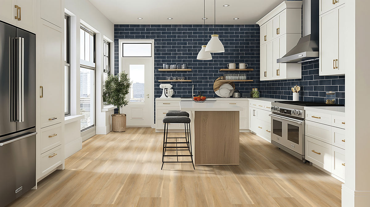 MSI Bay Blue Glazed Handcrafted 4 x 12 Glossy Ceramic tile (SMOT-PT-BAYBLU412) – MSI room scene (kitchen)