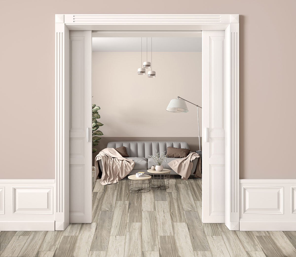 MSI Carolina Timber Beige 6 x 36 Matte Porcelain tile (NCARTIMBEI6X36) – MSI room scene