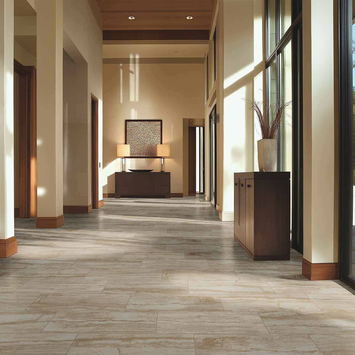 MSI Bernini Bianco 2 x 2 Matte Porcelain mosaic (NBERBIA2X2-N) – MSI room scene (entryway)