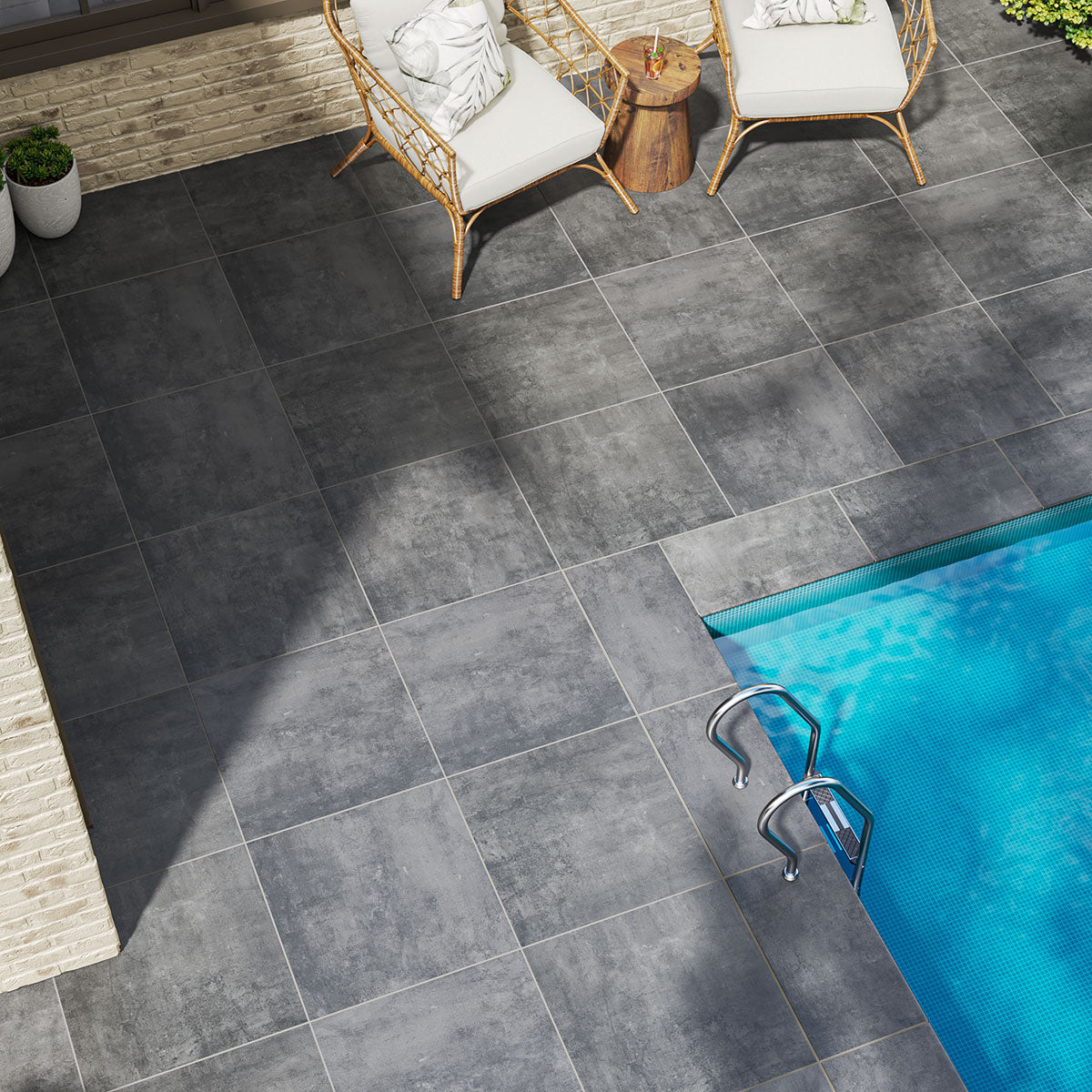MSI Beton Antracite 13 x 24 Matte Porcelain pool coping (LCOPNBETANT1324) – MSI room scene