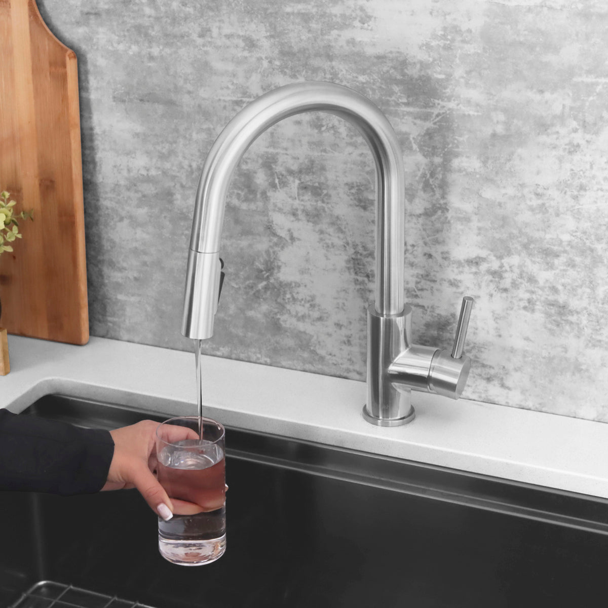 Stylish Modena Single Handle Pull Down Kitchen Faucet with Reverse Osmosis Polish Chrome K-131CR