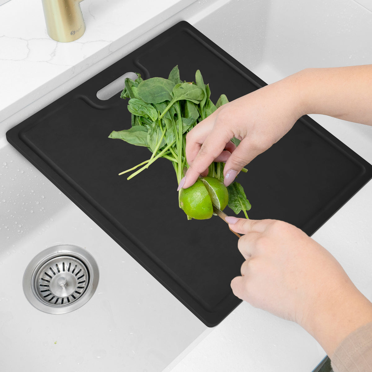 Stylish Wood Fiber Workstation Sink Black Cutting Board A-925