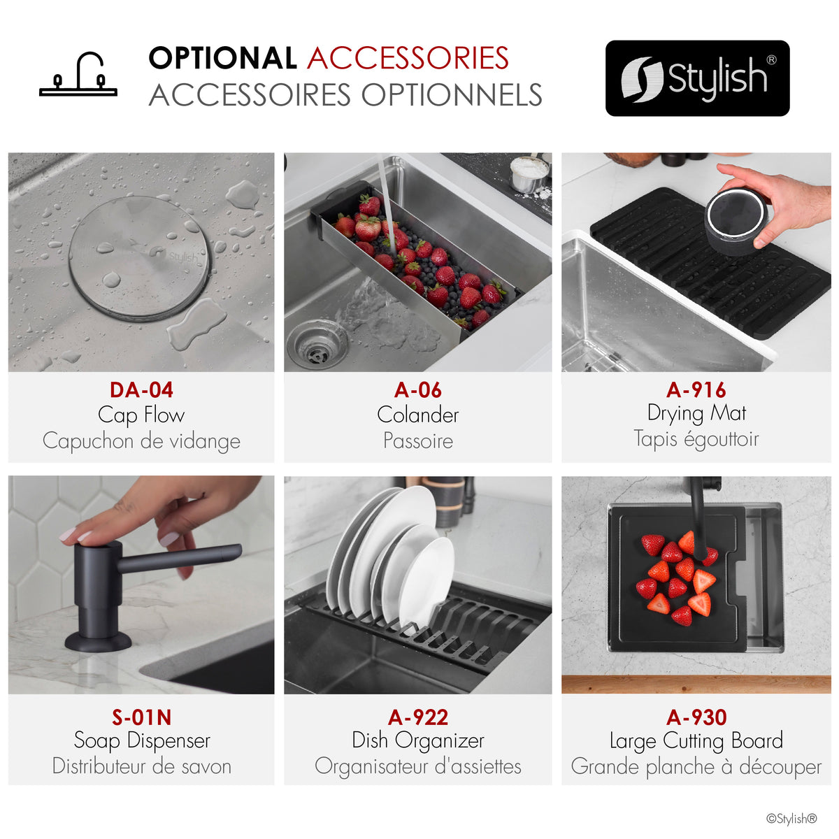 Stylish Versa 25" Workstation Single Bowl Undermount 16 Gauge Stainless Steel Kitchen Sink with Black Accessories Included S-612WK