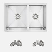 Stylish Altea 25" Dualmount Double Bowl Kitchen Sink 18 Gauge Stainless Steel with Grids and Standard Strainers S-425T