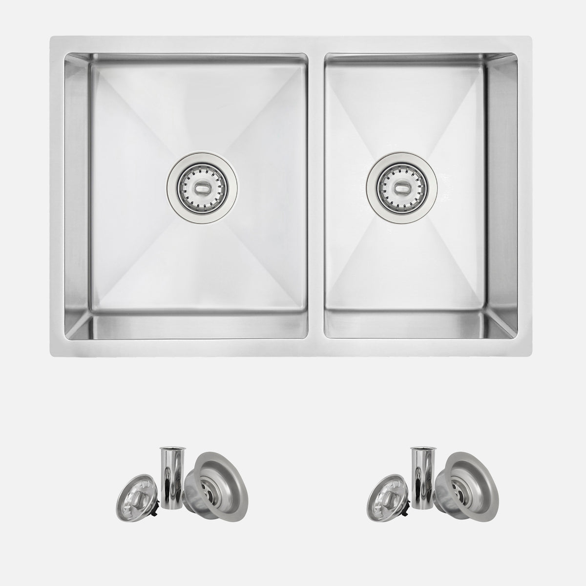 Stylish Altea 25" Dualmount Double Bowl Kitchen Sink 18 Gauge Stainless Steel with Grids and Standard Strainers S-425T