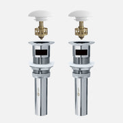 Stylish Undermount Sink Pop-Up Drain with White Ceramic Cap with Overflow Set of 2 D-701H-2
