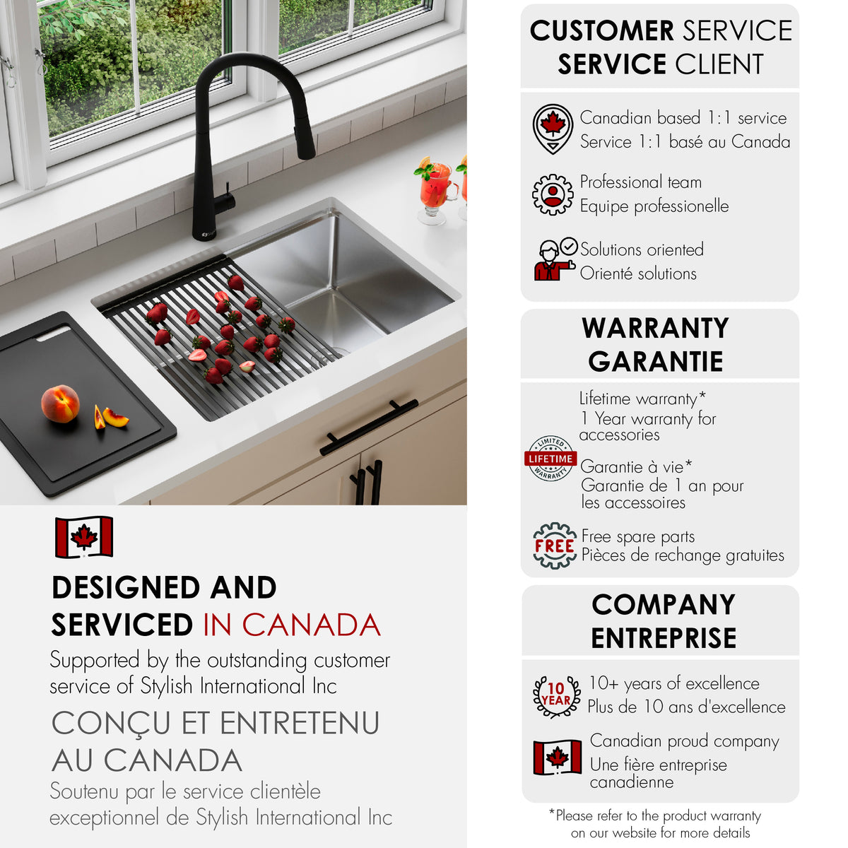 Stylish Versa 25" Workstation Single Bowl Undermount 16 Gauge Stainless Steel Kitchen Sink with Black Accessories Included S-612WK