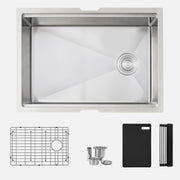 Stylish Versa 27" Workstation Single Bowl Undermount 16 Gauge Stainless Steel Kitchen Sink with Black Accessories Included S-627WK