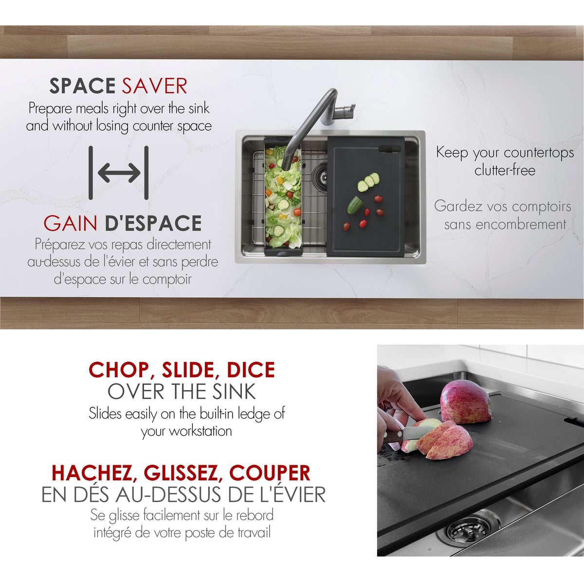 Stylish Workstation Sink Black Cutting Board A-917