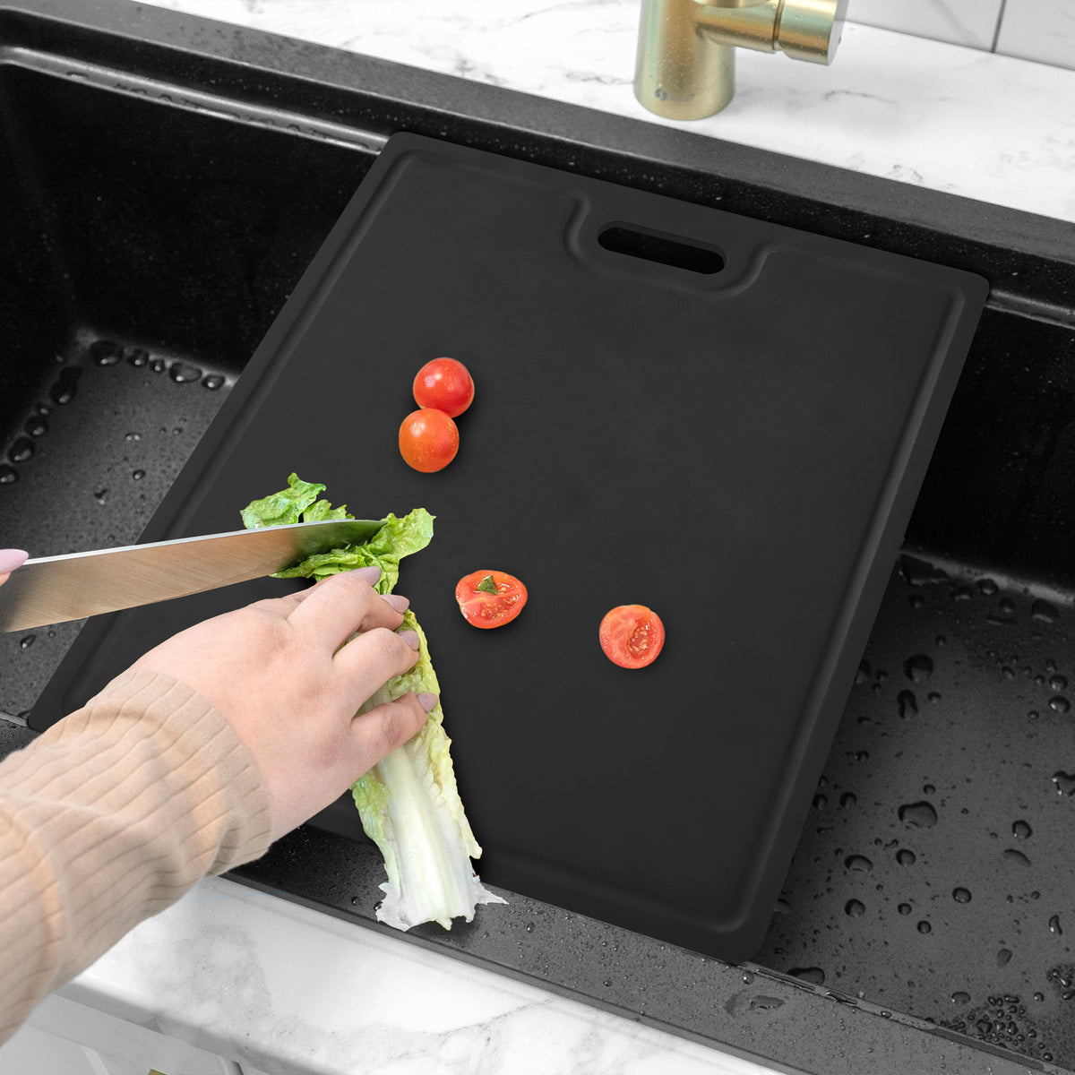 Stylish Wood Fiber Workstation Sink Black Cutting Board A-925