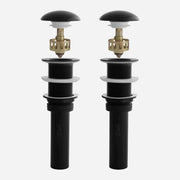 Stylish Vessel Sink Pop-Up Drain with Black Ceramic Cap Without Overflow Set of 2 D-702E-2