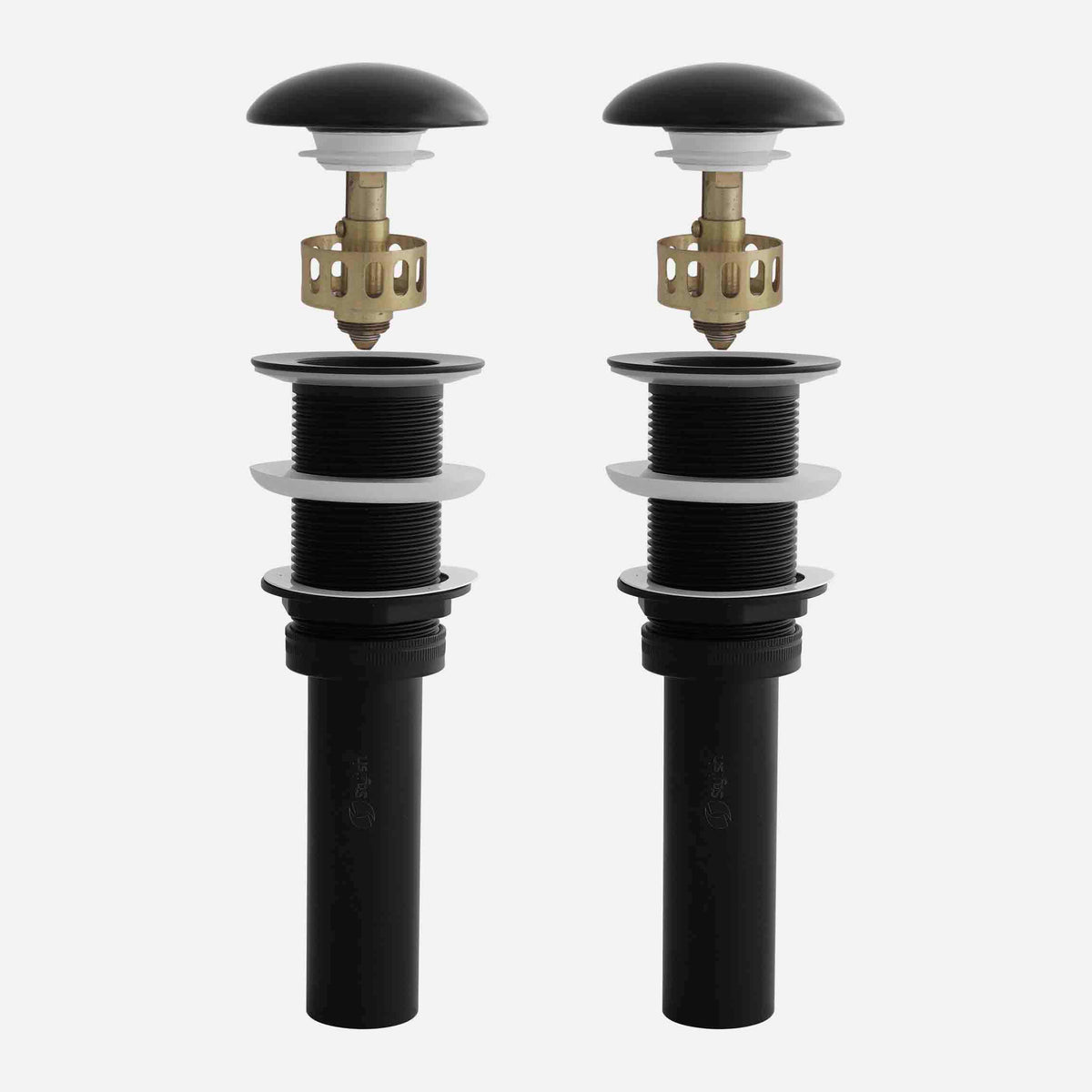 Stylish Vessel Sink Pop-Up Drain with Black Ceramic Cap Without Overflow Set of 2 D-702E-2