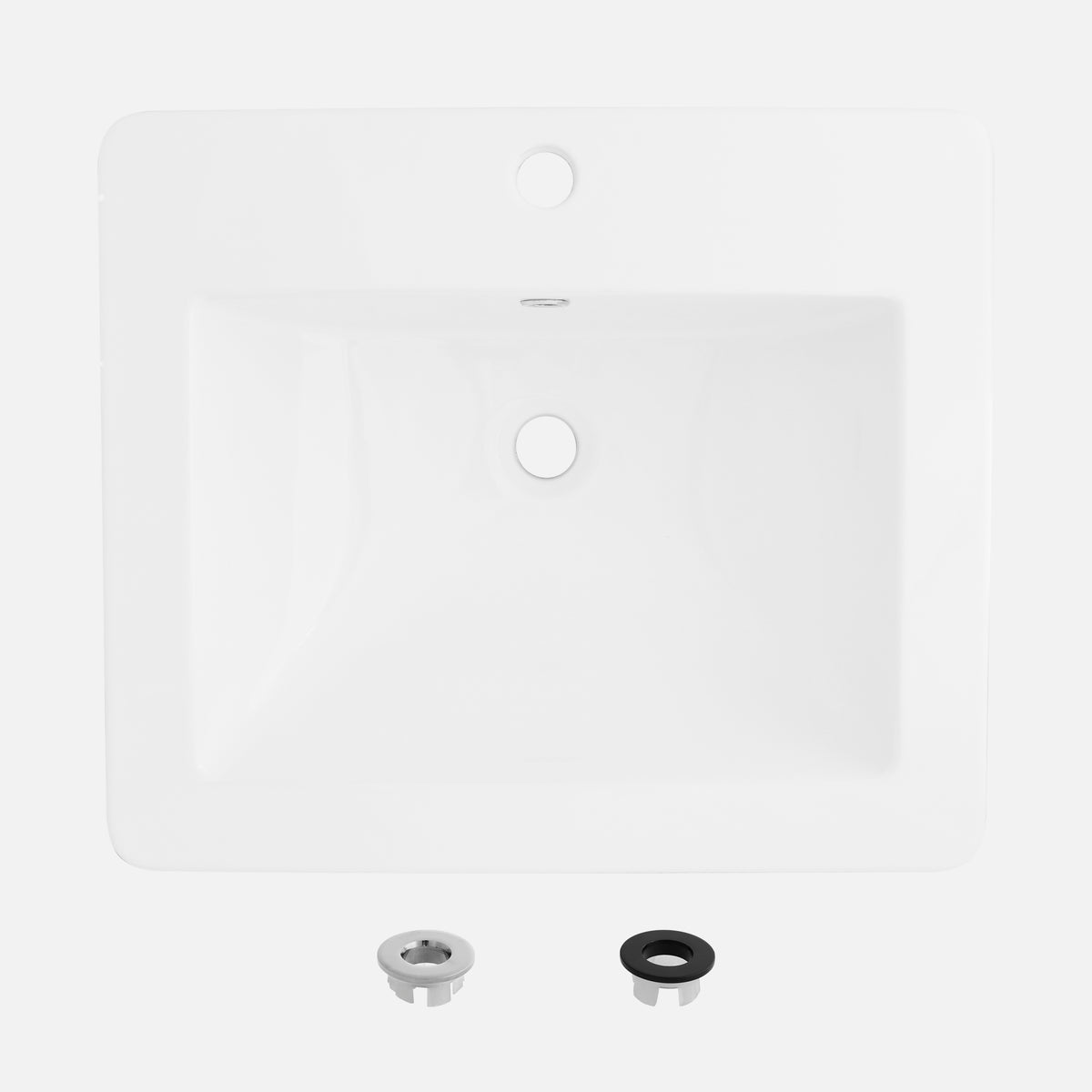 Stylish Elegant 21 1/4" Topmount White Glossy Basin Bathroom Sink P-211H
