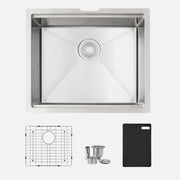 Stylish Versa 22" Workstation Single Bowl Undermount 16 Gauge Stainless Steel Kitchen Sink with Black Cutting Board Included S-622WK