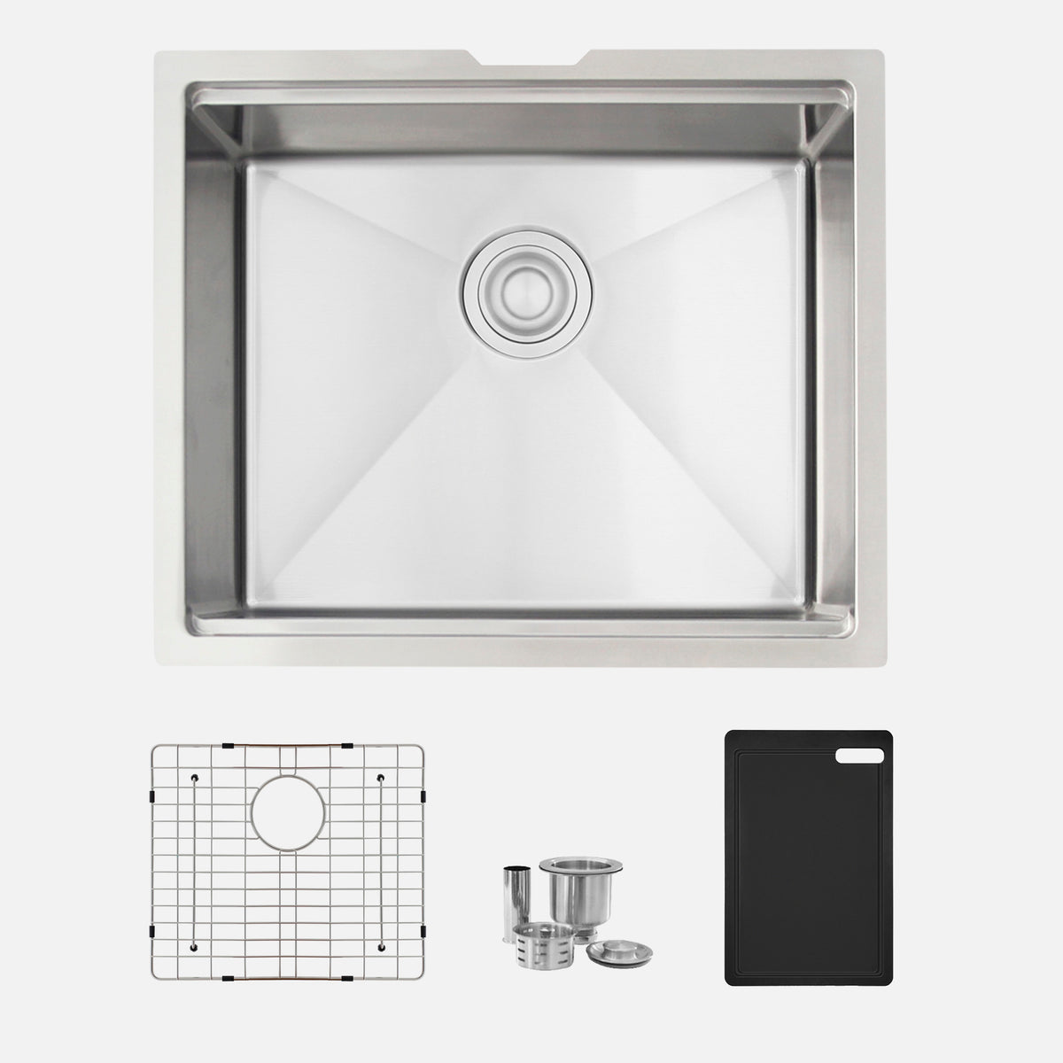 Stylish Versa 22" Workstation Single Bowl Undermount 16 Gauge Stainless Steel Kitchen Sink with Black Cutting Board Included S-622WK