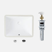 Stylish Chic 20" White Porcelain Undermount Basin Bathroom Sink with Ceramic Pop Up Drain Included P-200D