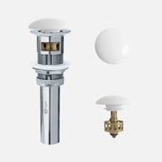 Stylish Undermount Sink Pop-Up Drain with White Ceramic Cap with Overflow D-701H