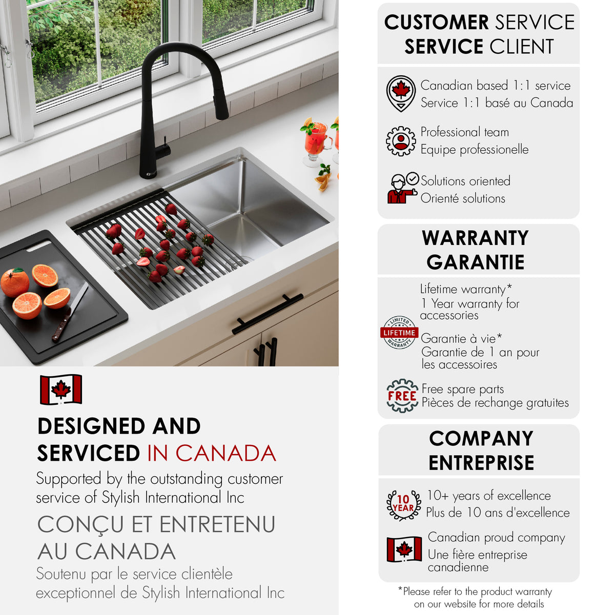 Stylish Versa 27" Workstation Single Bowl Undermount 16 Gauge Stainless Steel Kitchen Sink with Black Accessories Included S-627WK