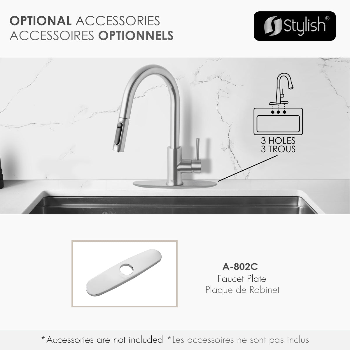 Stylish Modena Single Handle Pull Down Kitchen Faucet with Reverse Osmosis Polish Chrome K-131CR
