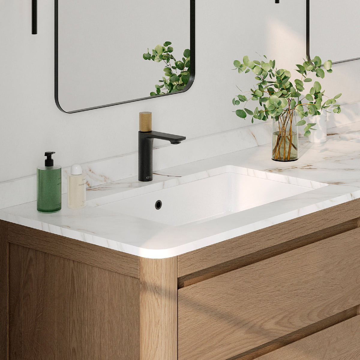 Stylish Voguish 24 1/2" White Rectangular Undermount Bathroom Sink P-208