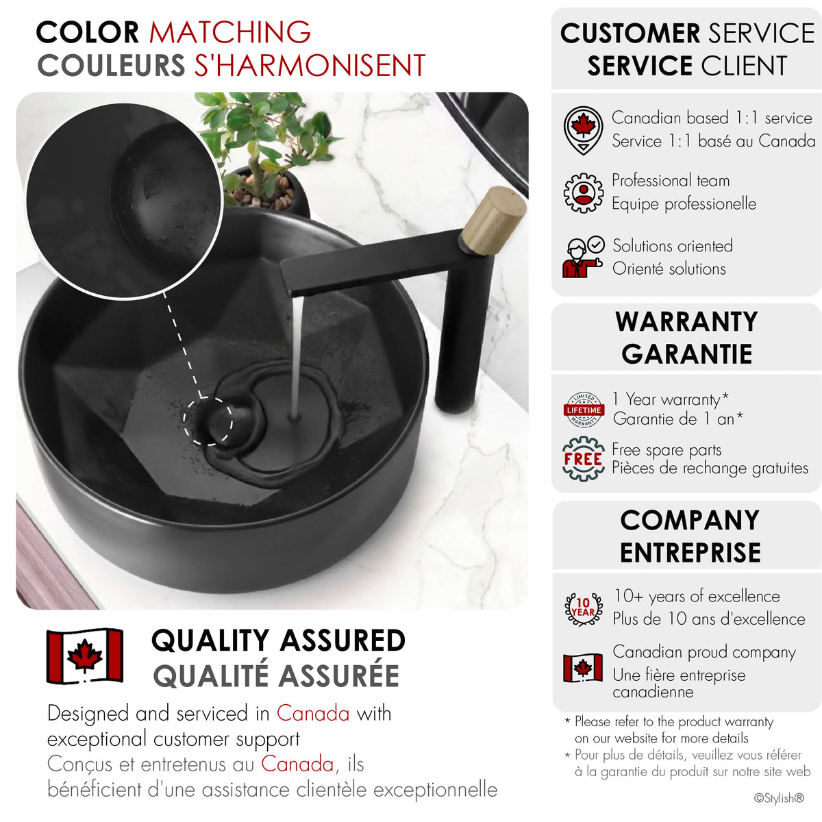 Stylish Vessel Sink Pop-Up Drain with Black Ceramic Cap Without Overflow D-702E