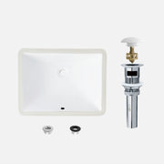 Stylish Trendy 18" White Porcelain Undermount Basin Bathroom Sink with Ceramic Pop Up Drain Included P-201D