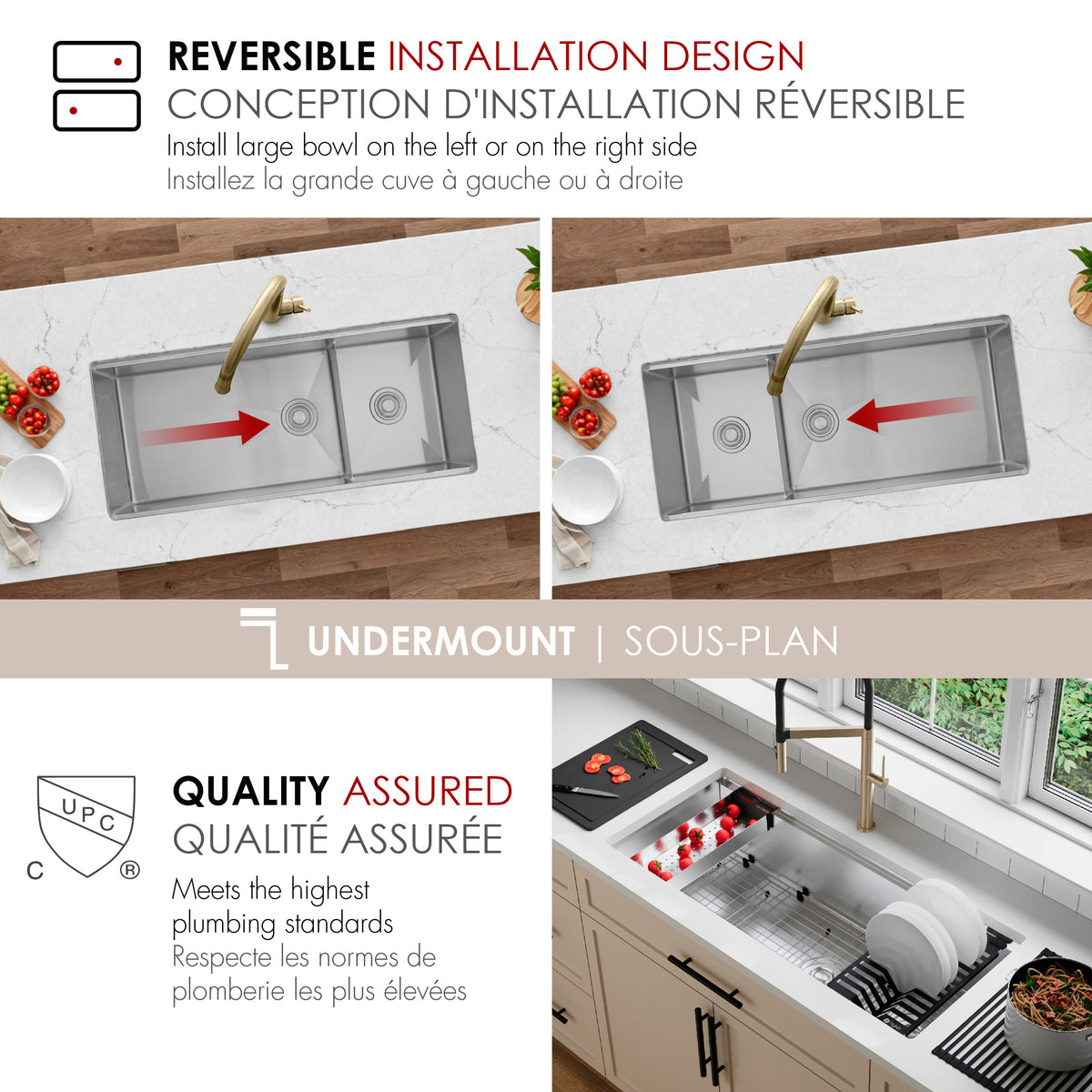 Stylish Versa 42" Workstation 70/30 Double Bowl Undermount 16 Gauge Stainless Steel Kitchen Sink with Black Accessories Included S-642WK