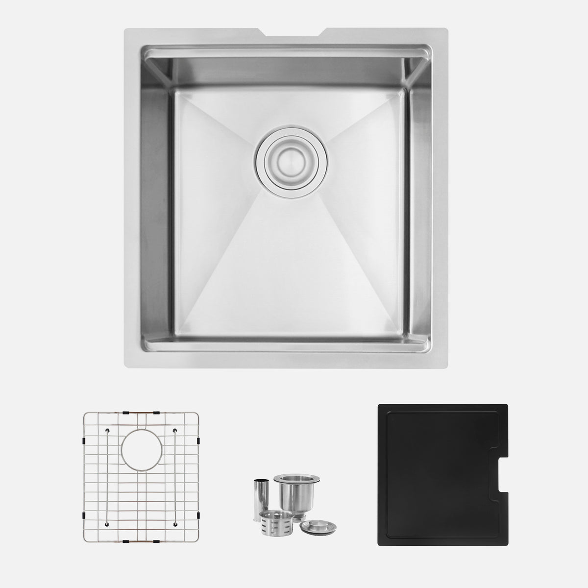 Stylish Versa 18" Workstation Single Bowl Undermount 16 Gauge Stainless Steel Kitchen Sink with Black Cutting Board Included S-618WK