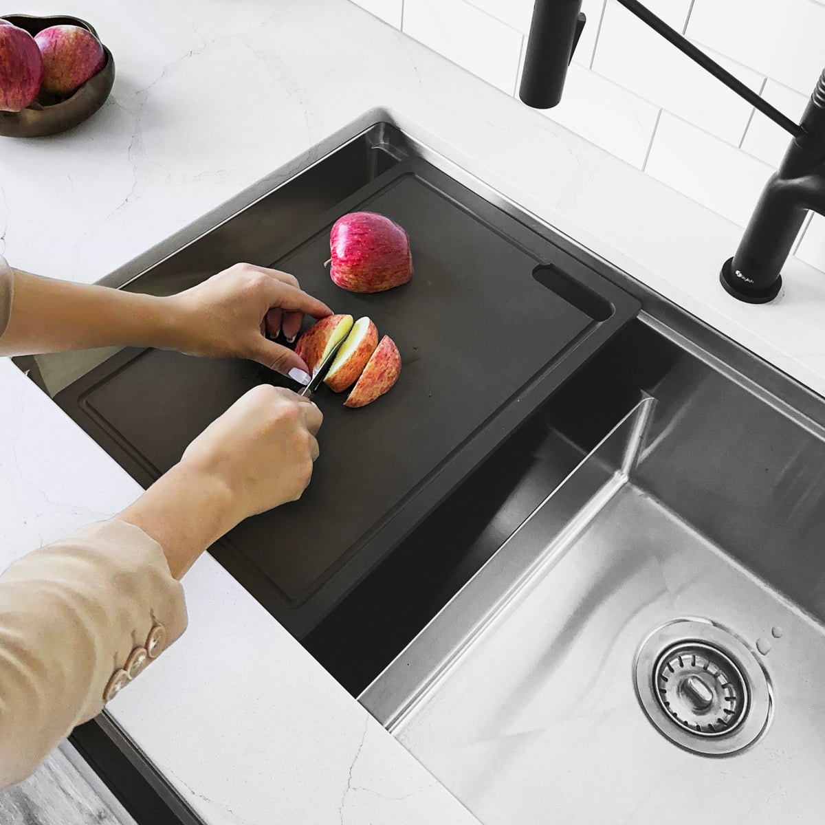 Stylish Workstation Sink Black Cutting Board A-917