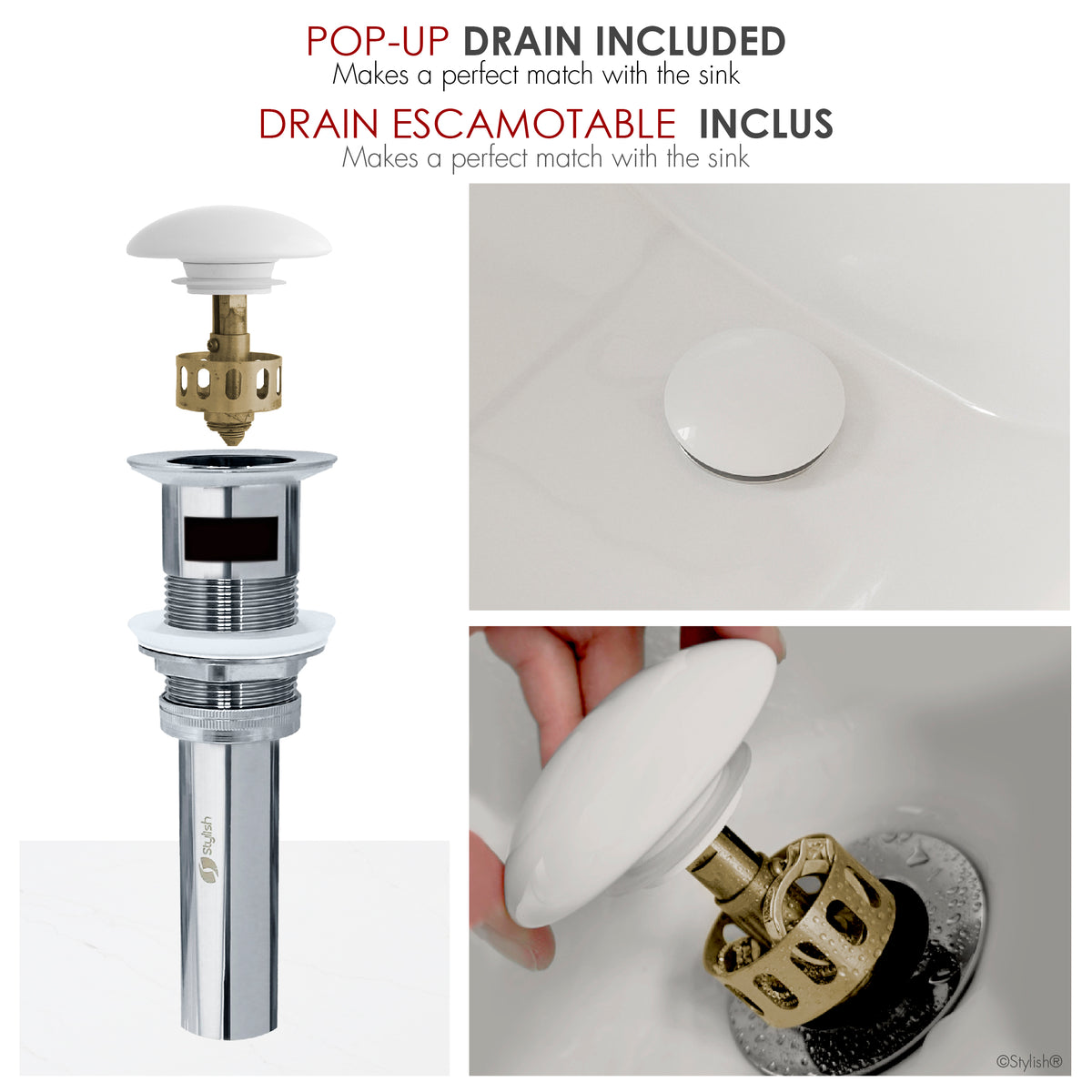 Stylish Trendy 18" White Porcelain Undermount Basin Bathroom Sink with Ceramic Pop Up Drain Included P-201D