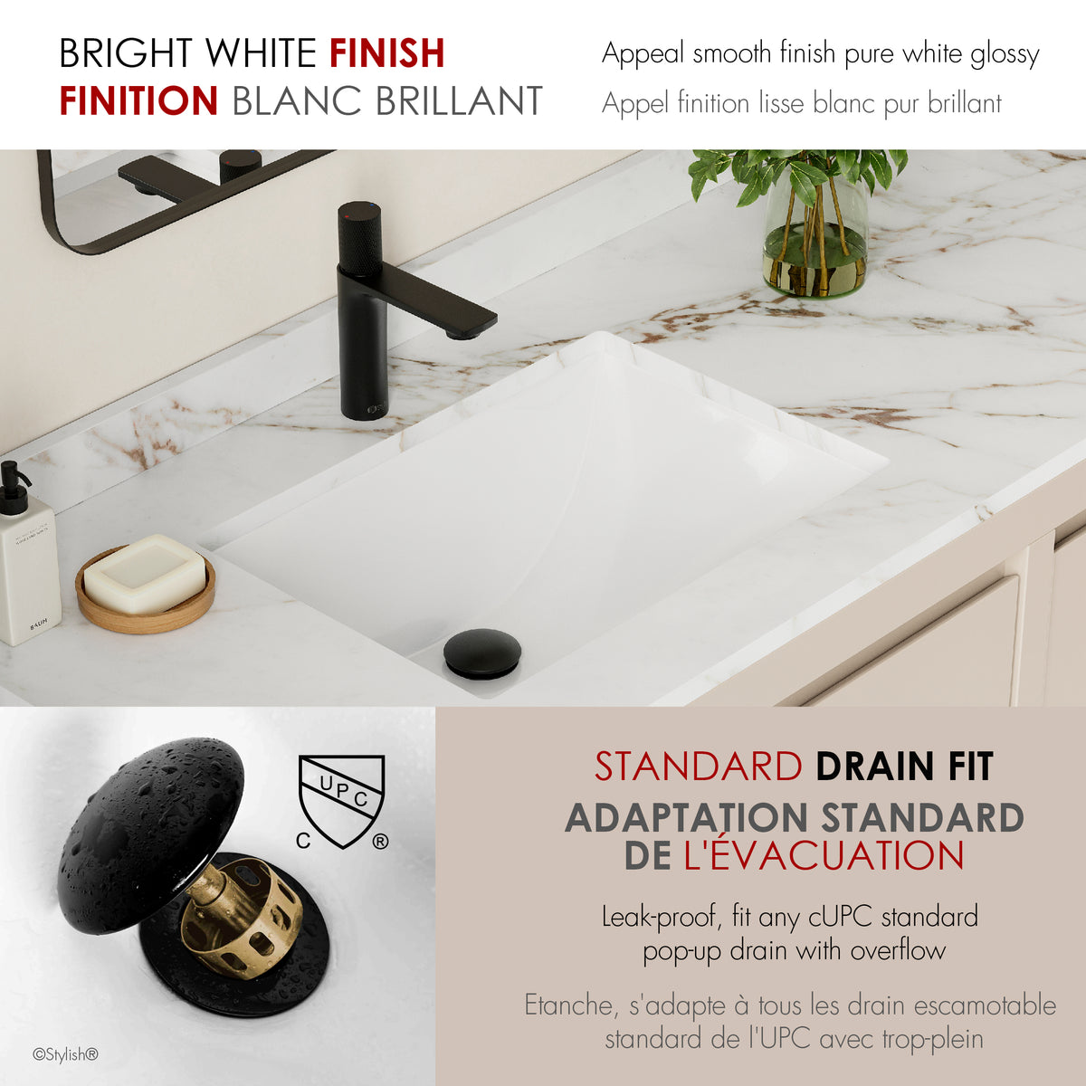 Stylish Sharp 21" White Porcelain Undermount Bathroom Sink Unboxed P-203U