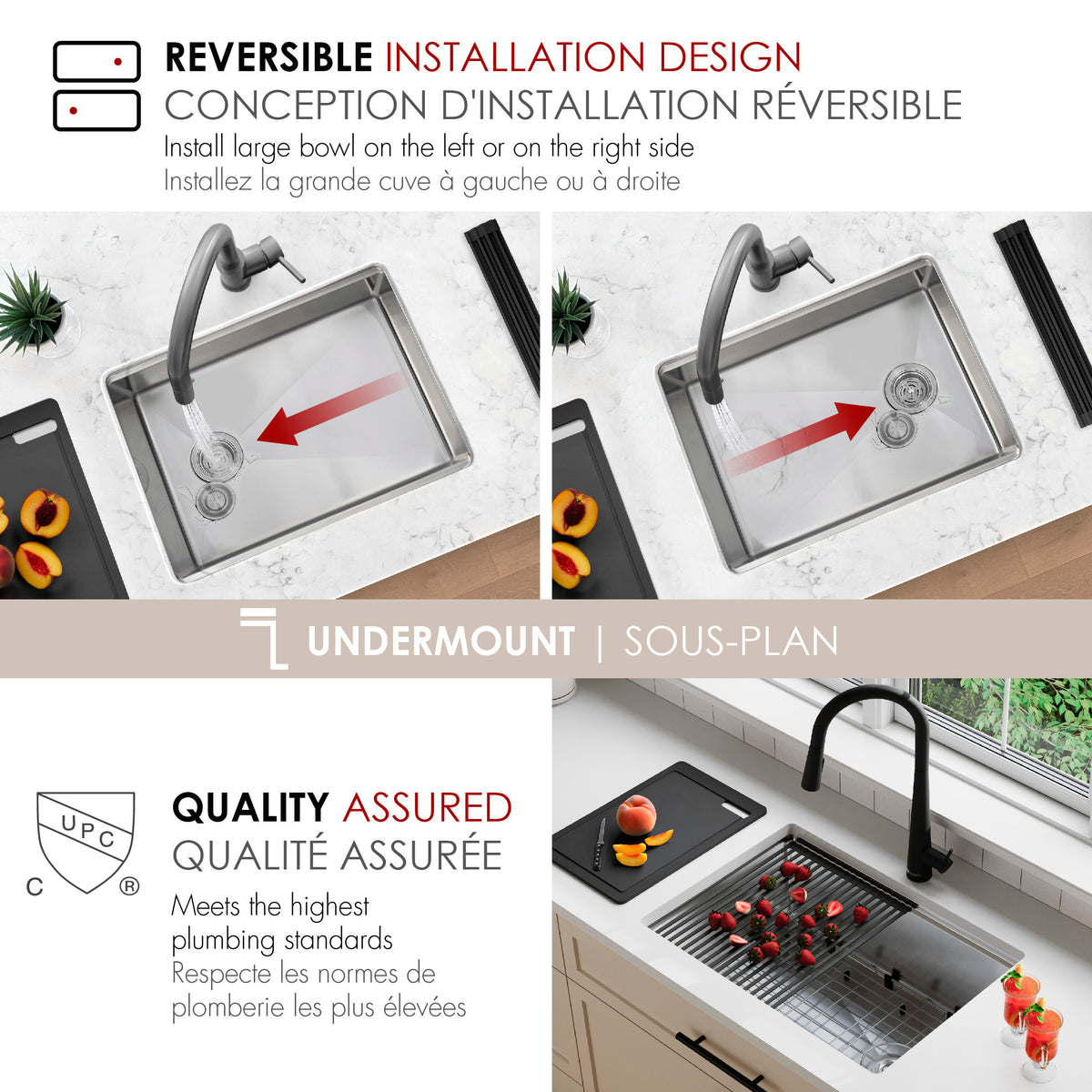 Stylish Versa 25" Workstation Single Bowl Undermount 16 Gauge Stainless Steel Kitchen Sink with Black Accessories Included S-612WK