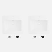 Stylish 21 1/4" Topmount White Glossy Basin Bathroom Sink Set of 2 P-211H-2