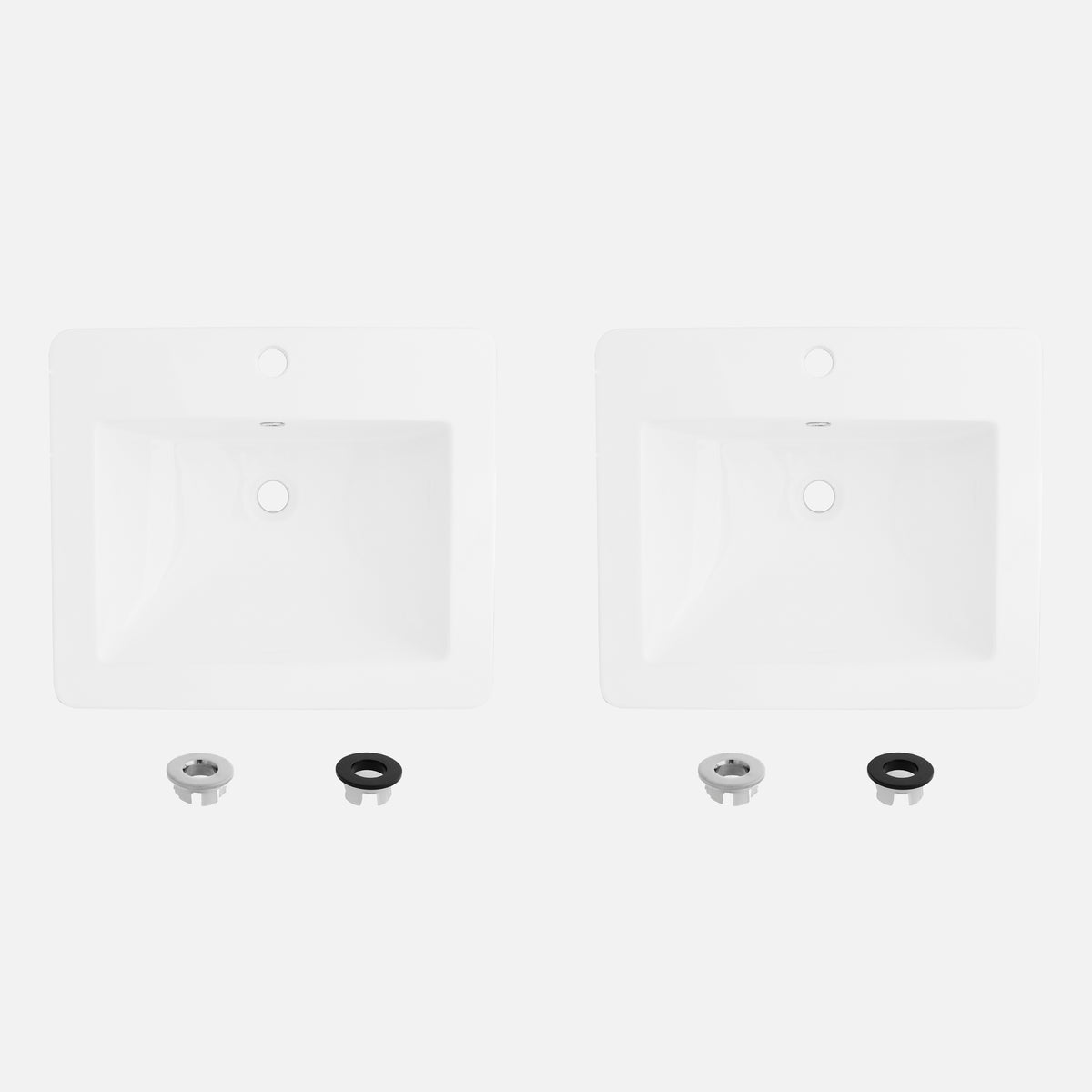 Stylish 21 1/4" Topmount White Glossy Basin Bathroom Sink Set of 2 P-211H-2