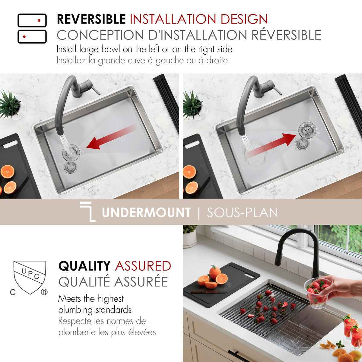 Stylish Versa 27" Workstation Single Bowl Undermount 16 Gauge Stainless Steel Kitchen Sink with Black Accessories Included S-627WK
