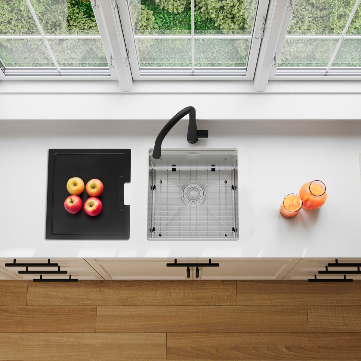 Stylish Versa 18" Workstation Single Bowl Undermount 16 Gauge Stainless Steel Kitchen Sink with Black Cutting Board Included S-618WK