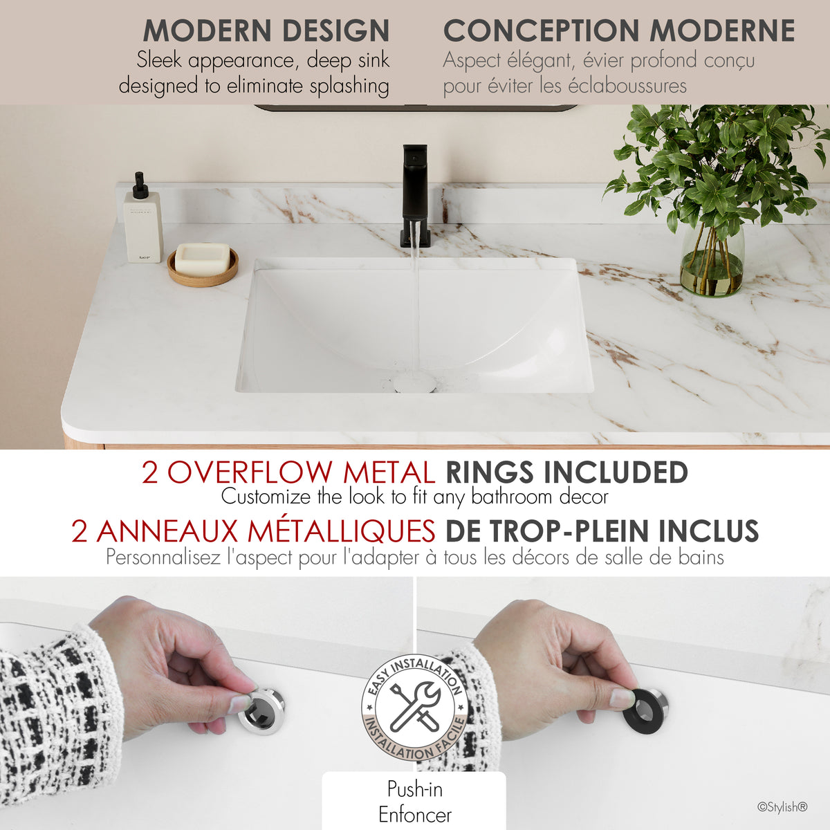 Stylish Chic 20" White Porcelain Undermount Basin Bathroom Sink with Ceramic Pop Up Drain Included P-200D